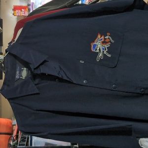 Garage Sale!! Custom camp shirt hacker, video game culture vintage men's XL poly